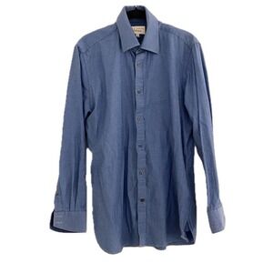 Ted Baker Endurance Blue Geometric Print Button Down Dress Shirt Size 15.5 32 33